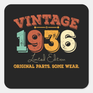 Adesivo Quadrado Vintage 1936 originais de peças engraçadas Prese