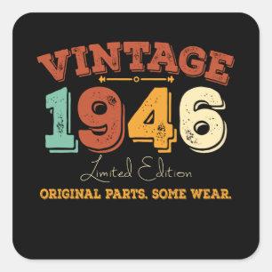 Adesivo Quadrado Vintage 1946 originais de peças engraçadas Prese