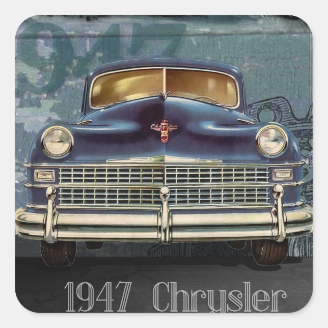 Adesivo Quadrado Vintage 1947 Chrysler Car Stickers Glossy (Frente)