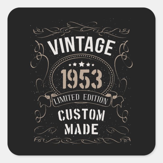 Adesivo Quadrado Vintage 1953 Limited Edition Personalizada (Frente)