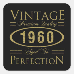 Adesivo Quadrado Vintage 1960, 60º Aniversário - Qualidade Premiu