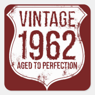 Adesivo Quadrado Vintage 1962 envelhecido à perfeição