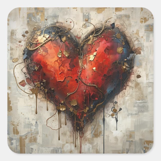 Adesivo Quadrado Vintage Abstract Hearts - Stickers  (Frente)