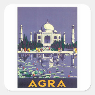Adesivo Quadrado Vintage Agra Taj Mahal India