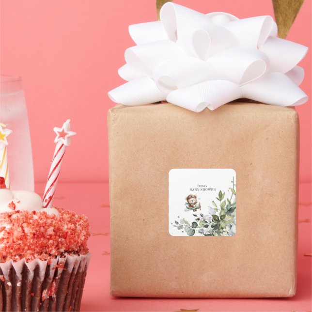 Adesivo Quadrado Vintage Airplane Teddy Bear Baby Shower (Festa)