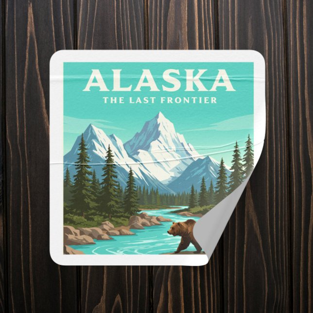 Adesivo Quadrado Vintage Alaska (Criador carregado)