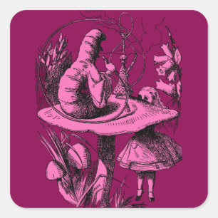 Adesivo Quadrado Vintage Alice no Centipede Maravilha