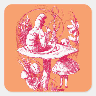 Adesivo Quadrado Vintage Alice no Centipede Maravilha