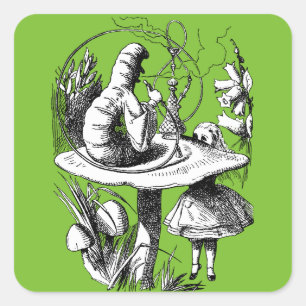 Adesivo Quadrado Vintage Alice no Centipede Maravilha