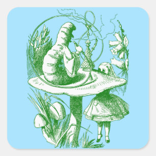 Adesivo Quadrado Vintage Alice no Centipede Maravilha