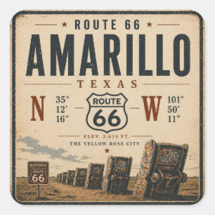 Adesivo Quadrado Vintage Amarillo Rota 66 Lembrança