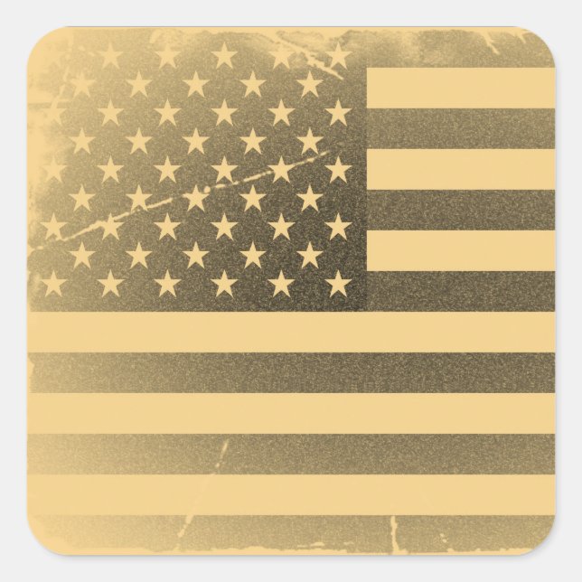 Adesivo Quadrado Vintage American Flag (Frente)