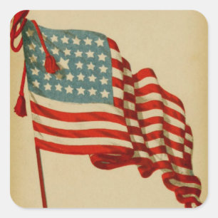 Adesivo Quadrado Vintage American Flag Sticker
