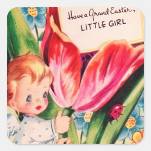 Adesivo Quadrado Vintage Angel Girl