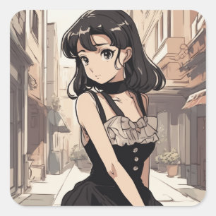 Adesivo Quadrado Vintage Anime LBD Sticker - Legitimidade Artística