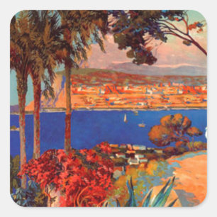 Adesivo Quadrado Vintage Antibes Cote D'Azur Viagem