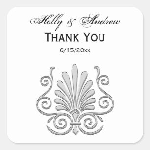 Adesivo Quadrado Vintage Art Deco Silver Plume Árabe