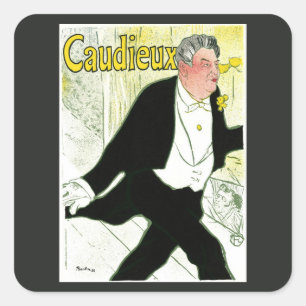 Adesivo Quadrado Vintage Art Nouveau, Caudieux por Toulouse Lautrec