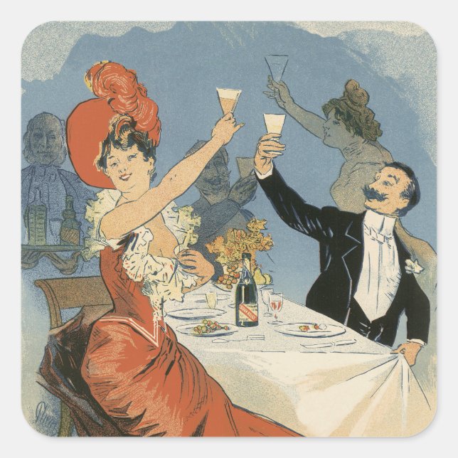 Adesivo Quadrado Vintage Art Nouveau, Restaurante Olimpíada Taverne (Frente)