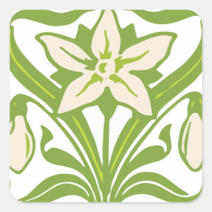 Adesivo Quadrado Vintage Art Nouveau snowdrop floral wallpaper
