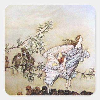 Adesivo Quadrado Vintage Arthur Rackham Fairies Square Sticker