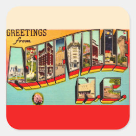 Adesivo Quadrado Vintage Asheville NC Postcard