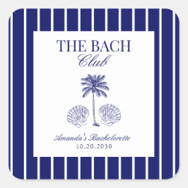 Adesivo Quadrado Vintage Bach Club Azul Marinho Favor para Despedid