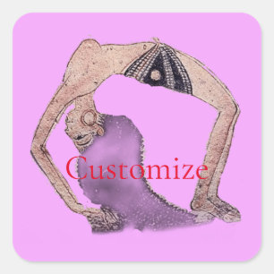Adesivo Quadrado Vintage Backbend Yoga Pose Thunder_Cove