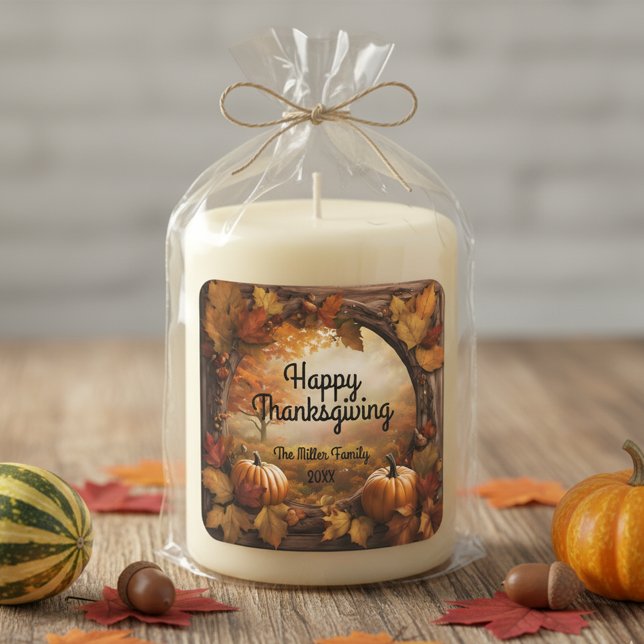 Adesivo Quadrado Vintage Barn Wood Frame Happy Graças (Criador carregado)