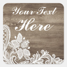 Adesivo Quadrado Vintage Barroco Lace Sobre Madeira Marinha Elegant