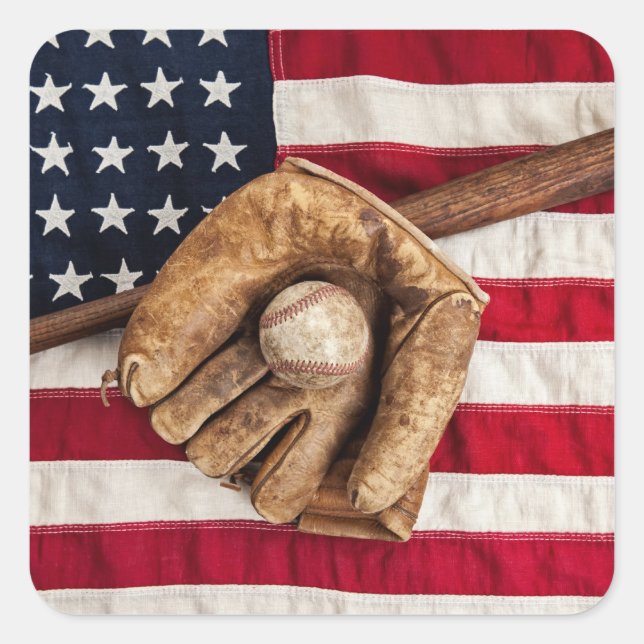 Adesivo Quadrado Vintage Baseball (Frente)