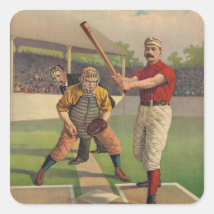 Adesivo Quadrado Vintage Baseball Poster Sticker