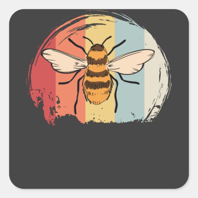 Adesivo Quadrado Vintage Bee (Frente)