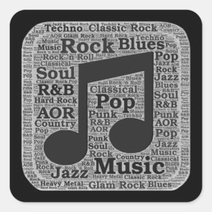 Adesivo Quadrado Vintage Black & White Music Genes