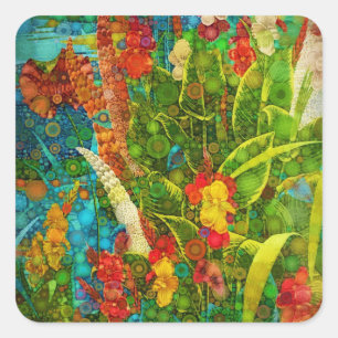 Adesivo Quadrado Vintage Bloom Tropical Wilflower