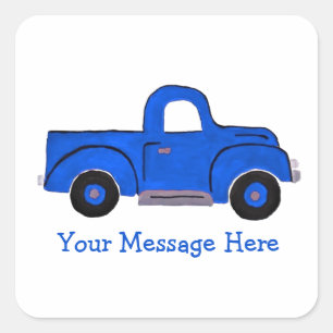 Adesivo Quadrado Vintage Blue Truck Design