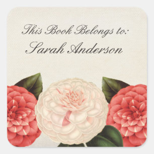 Adesivo Quadrado Vintage Book plate Stickers This Book Pertence