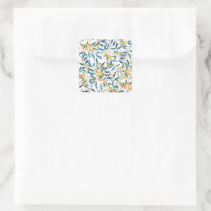 Adesivo Quadrado Vintage Botanical Olive Green Deixa Watercolor