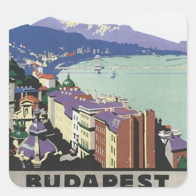 Adesivo Quadrado Vintage Budapest Hungria (Frente)