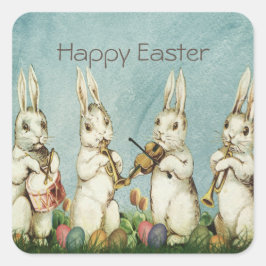 Adesivo Quadrado Vintage Bunny Páscoa