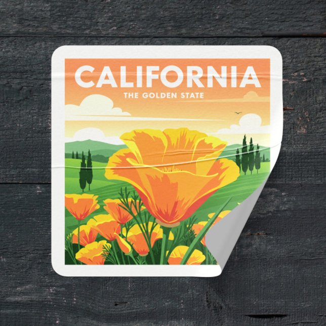 Adesivo Quadrado Vintage California (Criador carregado)