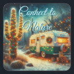 Adesivo Quadrado Vintage Camper Christmas em Desert Saguaro Cactus<br><div class="desc">Reboques de acampamento são frequentemente vistos como símbolos de aventura, liberdade e autossuficiência. Sua habilidade de tirar os viajantes do caminho vencido representa o espírito de exploração e o desejo de descobrir novos lugares. Em muitas culturas, os reboques de acampamentos também estão associados a um sentimento de comunidade e união,...</div>