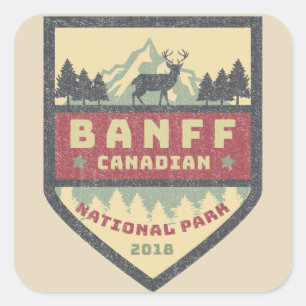 Adesivo Quadrado Vintage Canadian Banff National Park Stickers