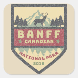 Adesivo Quadrado Vintage Canadian Banff National Park Stickers