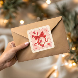 Adesivo Quadrado Vintage Candy Cane Christmas