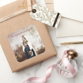 Adesivo Quadrado Vintage Casamento Tradicional da Dalecarlia Sueca