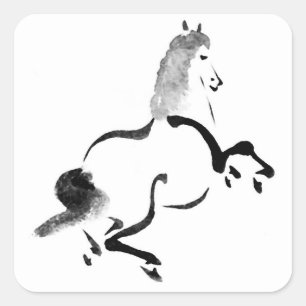 Adesivo Quadrado Vintage Chinês Cavalo