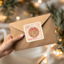 Adesivo Quadrado Vintage Christmas Cookie Ornament