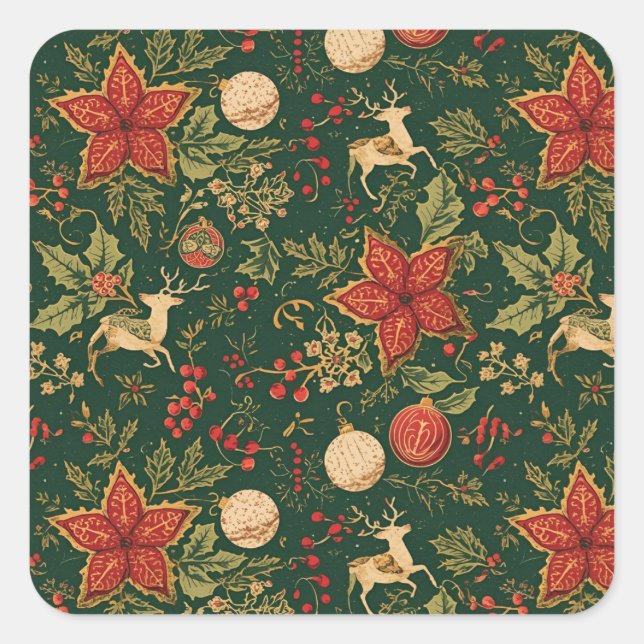 Adesivo Quadrado Vintage Christmas Pattern - Stickers  (Frente)