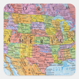 Adesivo Quadrado Vintage Colorful USA Map Illustration